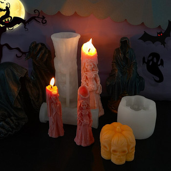 Halloween Ghost Bride Groom Candle Силиконова форма Направи си сам Skeleton Pumpkin Candle Making Смола Сапун Форма Хелоуин Декоративна свещ