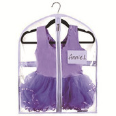 Geantă de îmbrăcăminte de dans cu buzunare cu fermoar, agățată transparentă, rochie roz, husă de depozitare pentru garderoba, pachet cu fereastră transparentă pentru copii