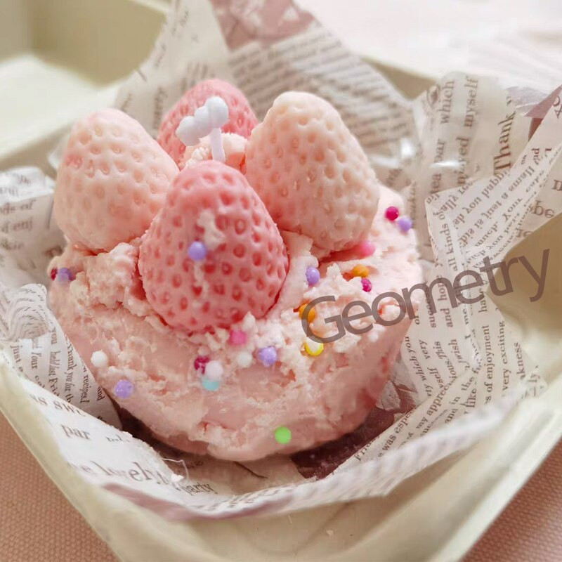 DIY παγωτό φράουλα Χειροποίητη φόρμα κερί σαπούνι φόρμα σιλικόνης Fruit Shape Ice Cube