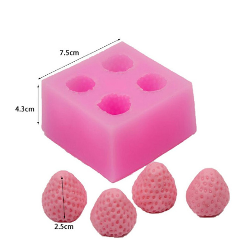 DIY παγωτό φράουλα Χειροποίητη φόρμα κερί σαπούνι φόρμα σιλικόνης Fruit Shape Ice Cube