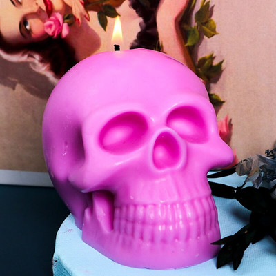 Καλούπι σιλικόνης Big Pink Skull για Χειροποίητη Διακόσμηση Επιτραπέζιου Σώματος Γύψου εποξειδικής ρητίνης Αρωματοθεραπείας Κερί σιλικόνης#