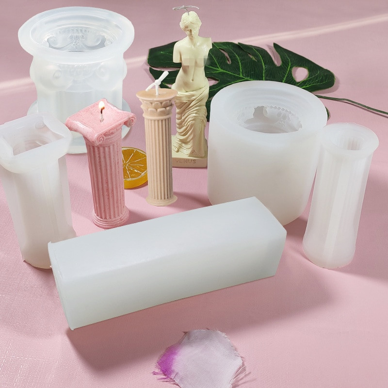 Europski stil Retro rimski stup Svijeća Silikonski kalup Ručno izrađeni DIY kalupi za pečenje Gipsani kalupi za sapun Pokloni Zanatsko uređenje doma