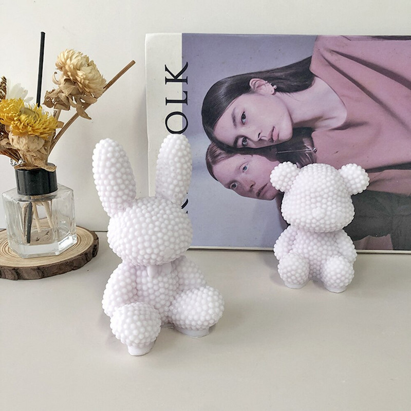 Nou drăguț 3d iepuraș perla urs matriță din silicon DIY lumânare lucrată manual model de aromaterapie festival decorare acasă formarea tencuielii