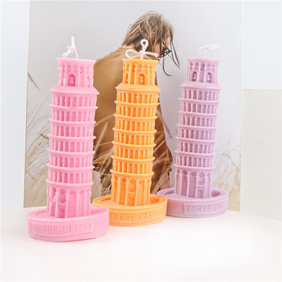 DIY Leaning Tower Of Pisa Silicone Candle Mold Handmade Clay Plaster Epoxy Resin Mold Making Candle Festival Gifts Διακόσμηση σπιτιού