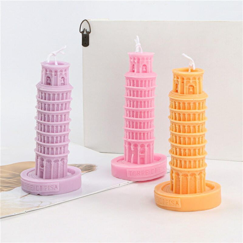 DIY Leaning Tower Of Pisa Silicone Candle Mold Handmade Clay Plaster Epoxy Resin Mold Making Candle Festival Gifts Διακόσμηση σπιτιού