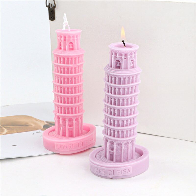 DIY Leaning Tower Of Pisa Silicone Candle Mold Handmade Clay Plaster Epoxy Resin Mold Making Candle Festival Gifts Διακόσμηση σπιτιού