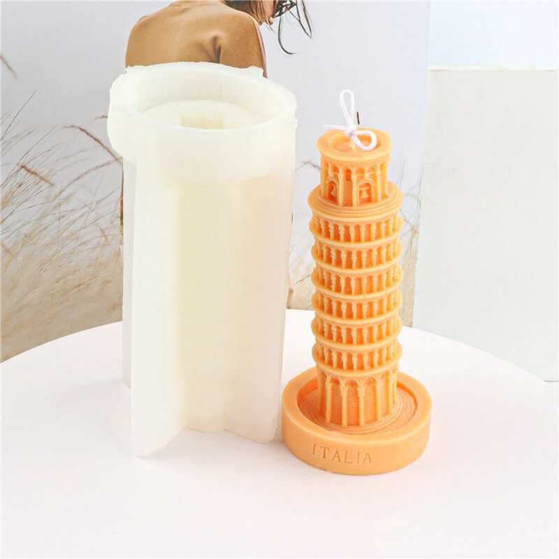 DIY Leaning Tower Of Pisa Silicone Candle Mold Handmade Clay Plaster Epoxy Resin Mold Making Candle Festival Gifts Διακόσμηση σπιτιού
