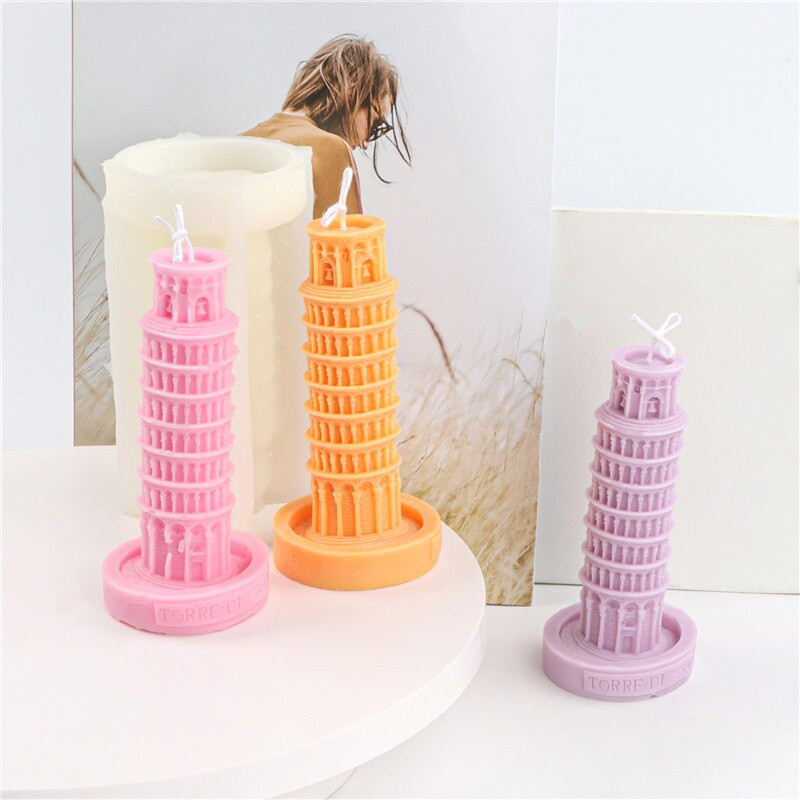 DIY Leaning Tower Of Pisa Silicone Candle Mold Handmade Clay Plaster Epoxy Resin Mold Making Candle Festival Gifts Διακόσμηση σπιτιού