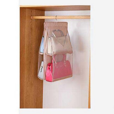 Beež/hall läbipaistev kott rippuva majapidamise riidekapi tolmukindla hoiustamise käekoti korrastaja