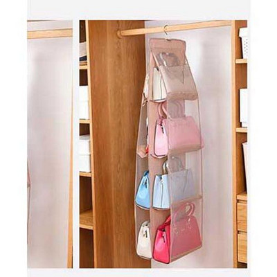 Beež/hall läbipaistev kott rippuva majapidamise riidekapi tolmukindla hoiustamise käekoti korrastaja