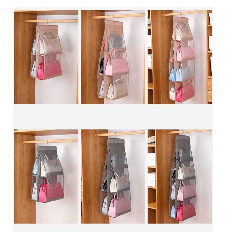 Beež/hall läbipaistev kott rippuva majapidamise riidekapi tolmukindla hoiustamise käekoti korrastaja