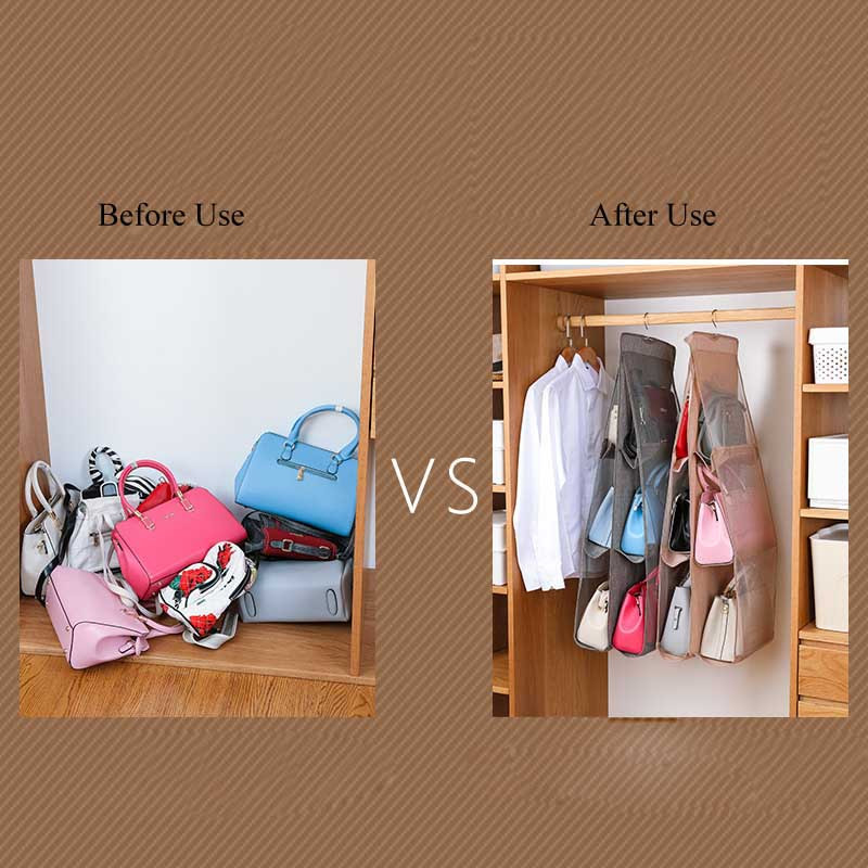 Beež/hall läbipaistev kott rippuva majapidamise riidekapi tolmukindla hoiustamise käekoti korrastaja