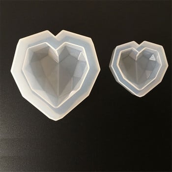 2бр. Форми за сапун с любовно сърце 3D Силиконова форма във формата на диамантена свещ Декорация на торта Шоколадова бисквитка Деко Инструмент за печене Форма за свещ