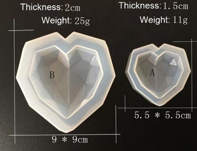 2tk Love Heart Seebivormid 3D Teemantküünla kujuga silikoonvorm Koogikaunistus Šokolaadiküpsise deko Küpsetustööriist küünlavorm