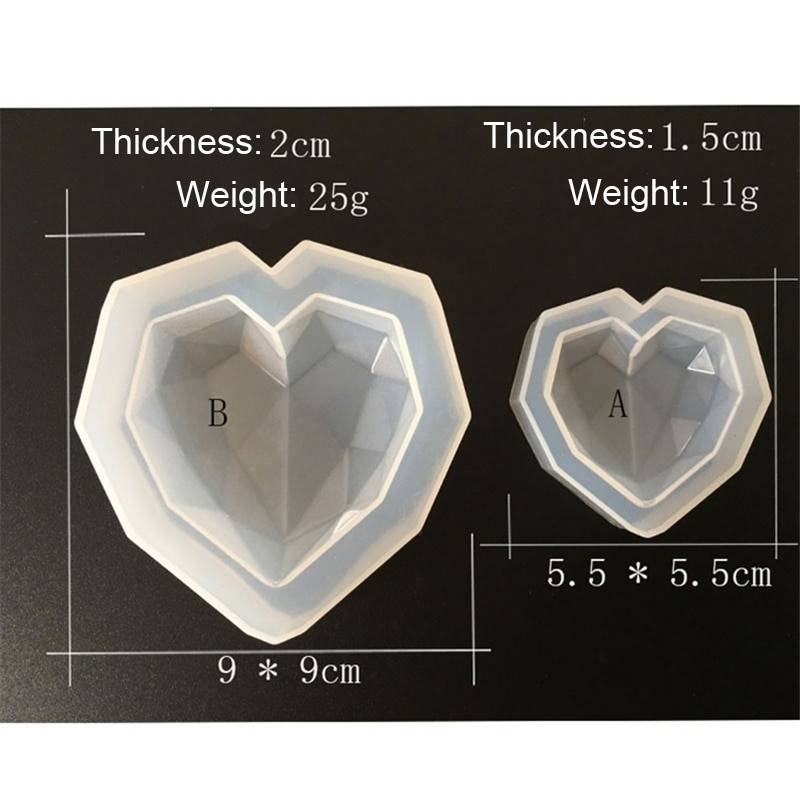 2tk Love Heart Seebivormid 3D Teemantküünla kujuga silikoonvorm Koogikaunistus Šokolaadiküpsise deko Küpsetustööriist küünlavorm