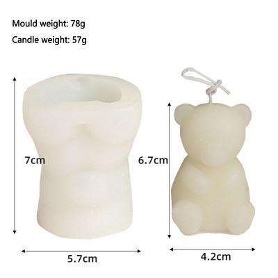 3D Cartoon Toy Bear Μορφή κεριών σιλικόνης Ρητίνη Γύψος παγάκι καλούπι ψησίματος Διακόσμηση κρεβατοκάμαρας Δώρα για πάρτι γενεθλίων Αναμνηστικά γάμου