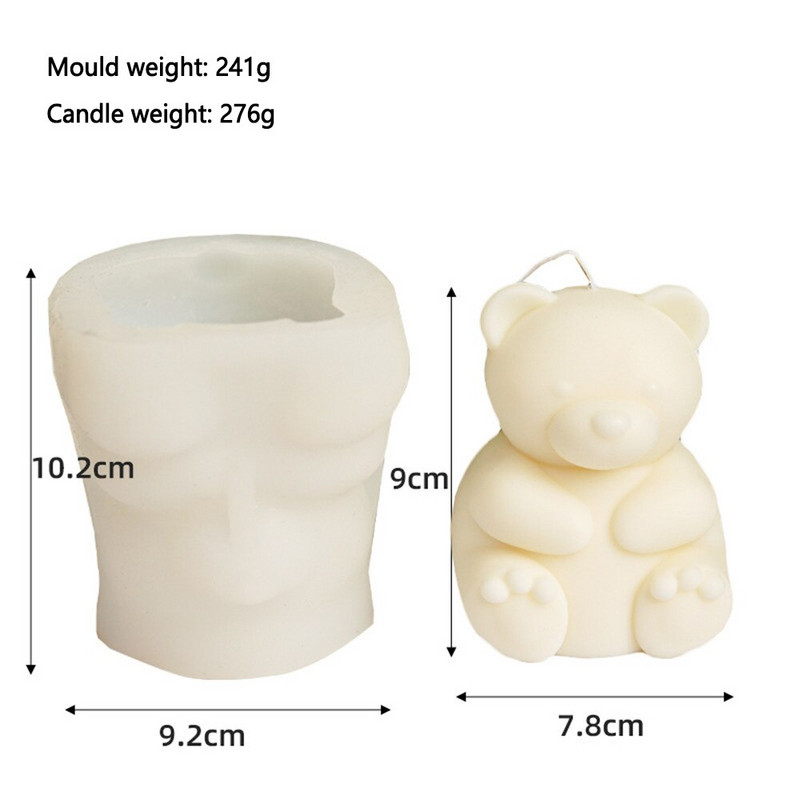 3D Cartoon Toy Bear Μορφή κεριών σιλικόνης Ρητίνη Γύψος παγάκι καλούπι ψησίματος Διακόσμηση κρεβατοκάμαρας Δώρα για πάρτι γενεθλίων Αναμνηστικά γάμου