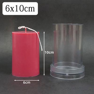 Mucegai cilindric 3D pentru lumânări, coloană, rotundă, din plastic, lucrată manual, pentru fabricarea de lumânări, set de instrumente pentru borcane.