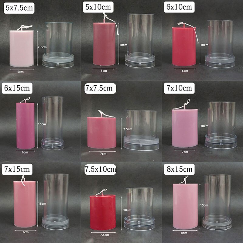 Mucegai cilindric 3D pentru lumânări, coloană, rotundă, din plastic, lucrată manual, pentru fabricarea de lumânări, set de instrumente pentru borcane.