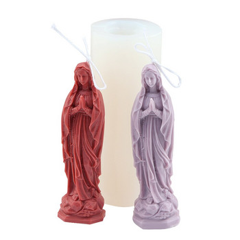 3D Силиконови форми за свещи на Дева Мария, Направи си сам за свещи Сапунена мазилка Епоксидна смола, Силиконови форми за фестивални подаръци Домашен декор