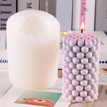 1PCS Сватбени принадлежности Силиконова ръчно изработена форма за свещи, цилиндър, форма за свещи с мехурчета, 3D восъчна форма, форма за торта, смола, форми за декорация на дома