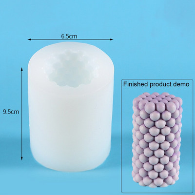 1 buc. Articole pentru nunta Mucegai din silicon lucrat manual pentru lumânări Mucegai cilindric pentru lumânări cu bule 3D Mucegai de ceară Forme din rășină pentru tort, Decorarea casei