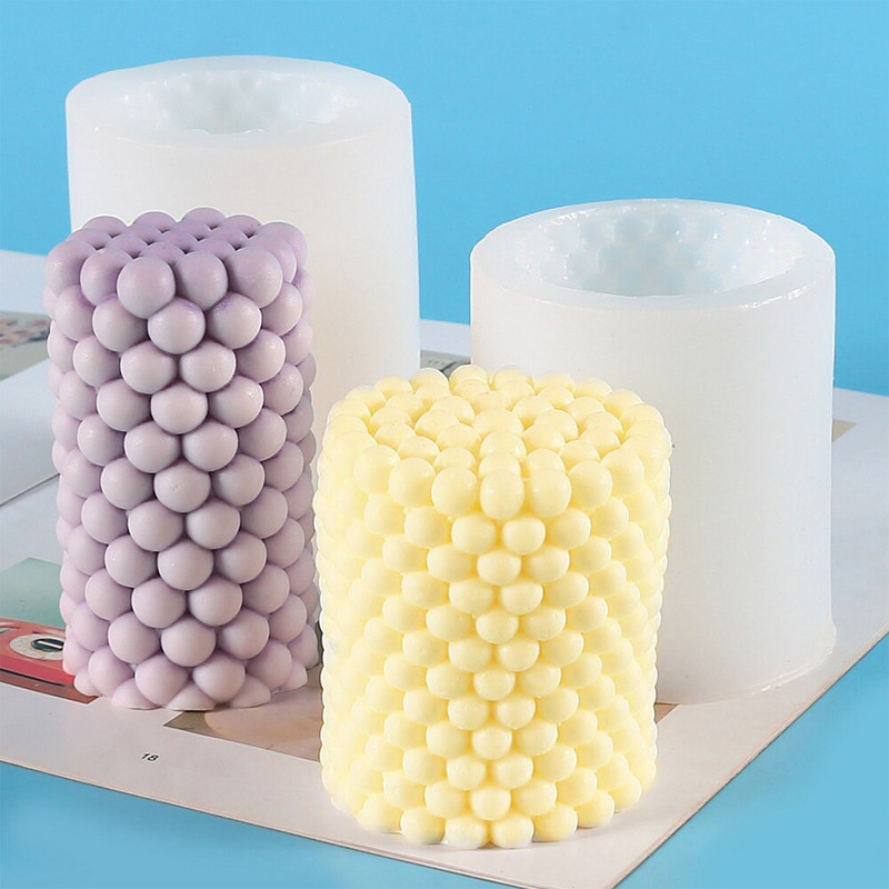 1 buc. Articole pentru nunta Mucegai din silicon lucrat manual pentru lumânări Mucegai cilindric pentru lumânări cu bule 3D Mucegai de ceară Forme din rășină pentru tort, Decorarea casei