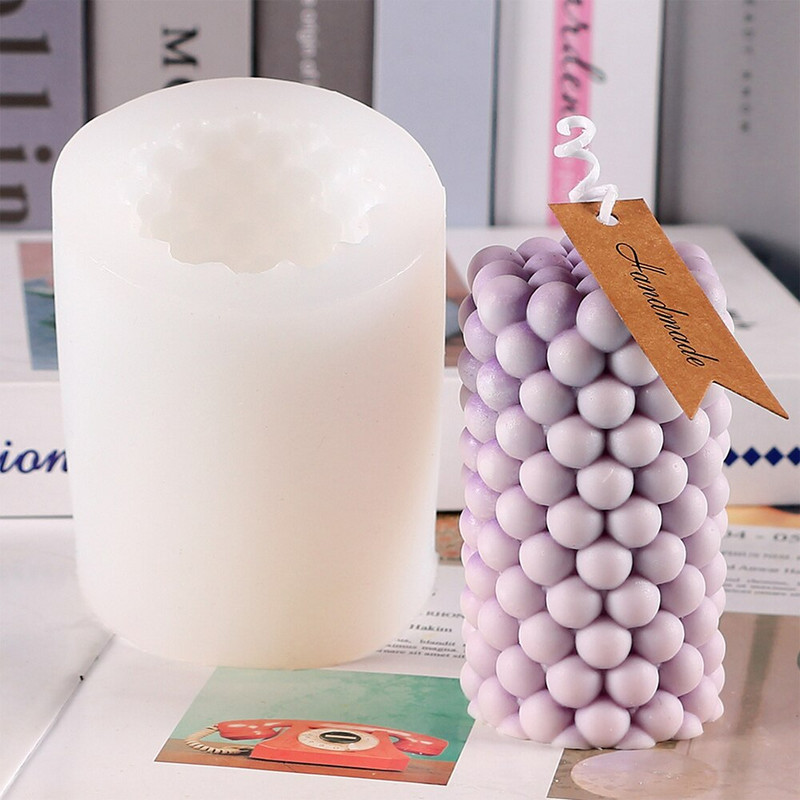 1 buc. Articole pentru nunta Mucegai din silicon lucrat manual pentru lumânări Mucegai cilindric pentru lumânări cu bule 3D Mucegai de ceară Forme din rășină pentru tort, Decorarea casei