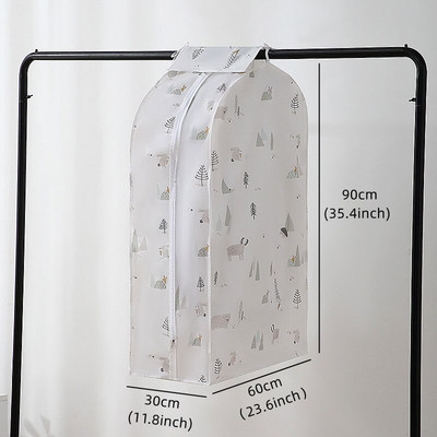 PEVA 3D Fermoar haine Husă de praf Agățat haine Geantă de depozitare dulap de uz casnic costum rochie husă haină husă de protecție 60x30x90cm