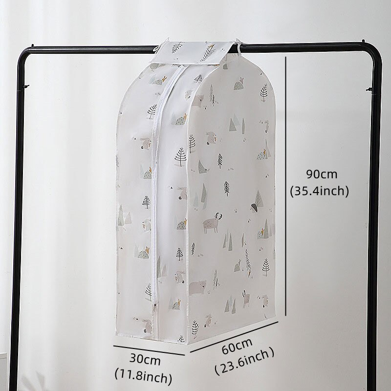 PEVA 3D Fermoar haine Husă de praf Agățat haine Geantă de depozitare dulap de uz casnic costum rochie husă haină husă de protecție 60x30x90cm