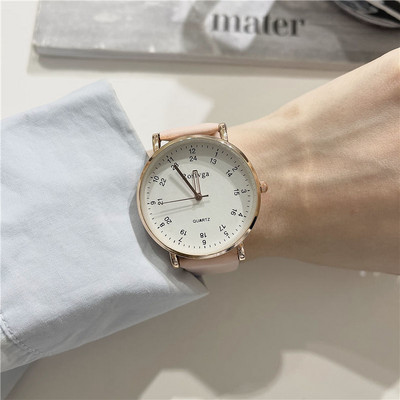 Κομψό γυναικείο ρολόι με δερμάτινο λουράκι, νέο μοντέλο