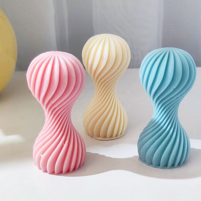 3D spiralinė balioninė žvakė, silikoninė forma, apvali sukama sojos vaško formos geometrinė sūkurinė banguota žvakės formos lapų lukšto muilo forma