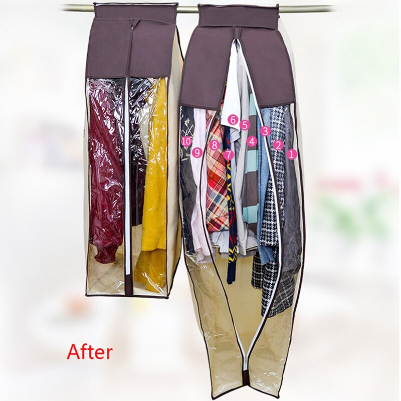 Husă rezistentă la praf pentru haine, costum de îmbrăcăminte, haină, haină, protector din pânză, husă pentru haine mari, pentru depozitare acasă, saci organizate bej