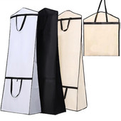 Rochie de mireasă neagră Huse pentru saci de îmbrăcăminte Saci de praf nețesute cu fermoar complet îngroșat, portabil, pliabil, husă de praf cu dublă utilizare Genți de călătorie