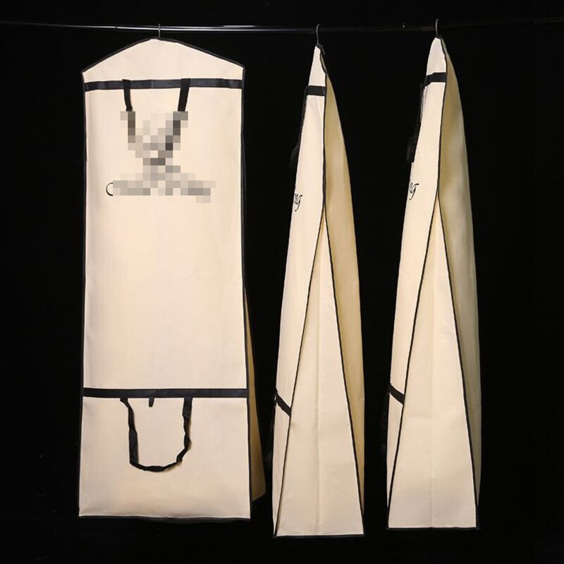 Rochie de mireasă neagră Huse pentru saci de îmbrăcăminte Saci de praf nețesute cu fermoar complet îngroșat, portabil, pliabil, husă de praf cu dublă utilizare Genți de călătorie