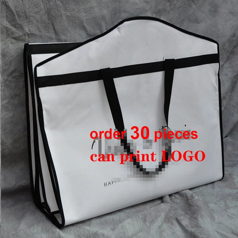 Rochie de mireasă neagră Huse pentru saci de îmbrăcăminte Saci de praf nețesute cu fermoar complet îngroșat, portabil, pliabil, husă de praf cu dublă utilizare Genți de călătorie