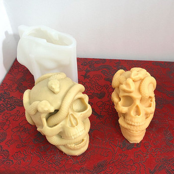 DIY Serpent Skull Candle Καλούπι σιλικόνης Απόκριες Πασχαλινό άρωμα Κερί Κατασκευή Χειροποίητο Σαπούνι Γύψινο καλούπι Χειροτεχνία για διακόσμηση σπιτιού