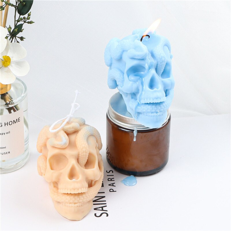 DIY Serpent Skull Candle Καλούπι σιλικόνης Απόκριες Πασχαλινό άρωμα Κερί Κατασκευή Χειροποίητο Σαπούνι Γύψινο καλούπι Χειροτεχνία για διακόσμηση σπιτιού