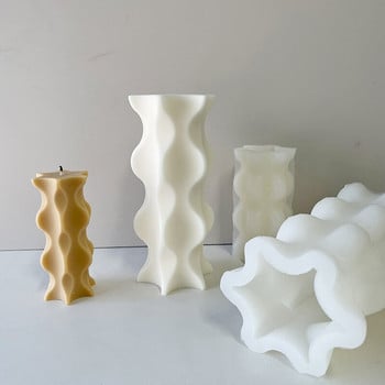 3D колона с геометрична вълна Форма за свещ Направи си сам Колона със специална форма Ароматерапевтична свещ Производство на гипсова силикагелна форма за свещи