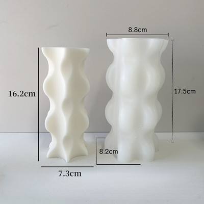 3D geometrická vlnová stĺpcová forma na sviečky, DIY, špeciálne tvarovaná stĺpcová aromaterapeutická sviečka, sadrová silikagélová forma na výrobu sviečok