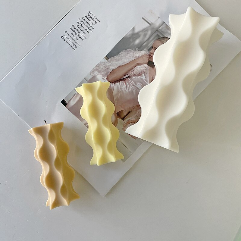 3D geometrická vlnová stĺpcová forma na sviečky, DIY, špeciálne tvarovaná stĺpcová aromaterapeutická sviečka, sadrová silikagélová forma na výrobu sviečok