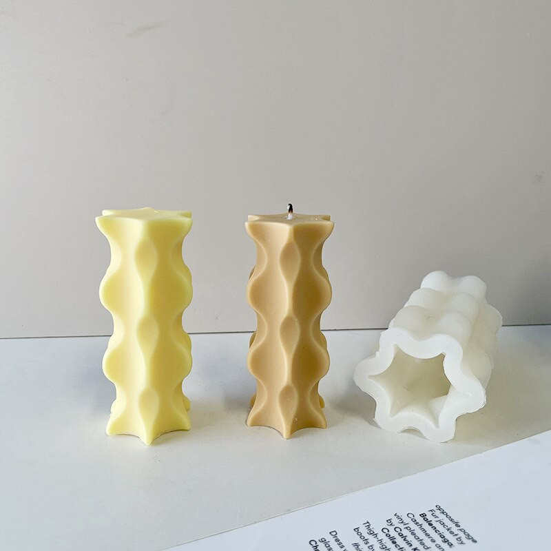 3D geometrická vlnová stĺpcová forma na sviečky, DIY, špeciálne tvarovaná stĺpcová aromaterapeutická sviečka, sadrová silikagélová forma na výrobu sviečok