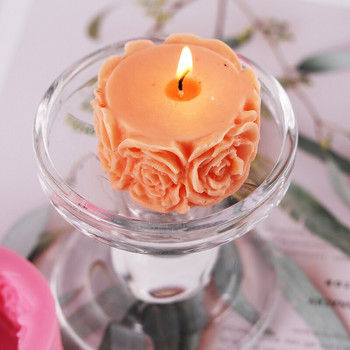 Силиконова форма за свещи във форма на розово цвете Фондан Форми за шоколадова торта Ароматерапия Гипсова свещ Ръчно изработена форма за сапун Печене на торта