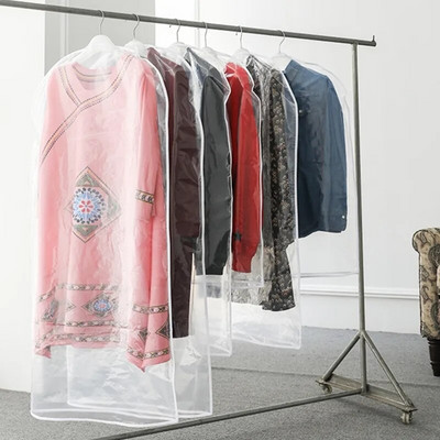 5 τμχ/Παρτίδα με φερμουάρ κάτω μέρος Τσάντα σκόνης για το σπίτι Διαφανές κάλυμμα για τη σκόνη PEVA Μακριά κοντά ρούχα Κρεμαστή τσάντα αποθήκευσης