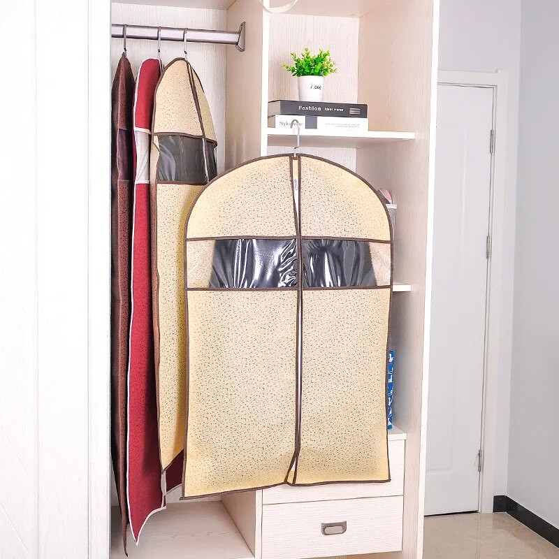 Πυκνό ανάγλυφο μη υφαντό κάλυμμα σκόνης ρούχων καθαρού χρώματος Σακάκι κρεμαστή τσάντα σκόνης Οικιακά ενδύματα Τσάντα αποθήκευσης ανθεκτική στη σκόνη