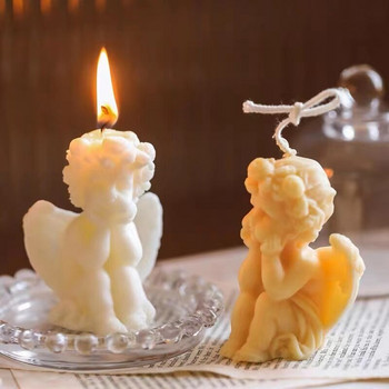 Статуя на сладък малък ангел, свещ, силиконова форма, ръчно изработена форма за сапун, ароматна свещ, форма за крило на ангел, ръчно изработена форма за орнаменти за правене на свещи