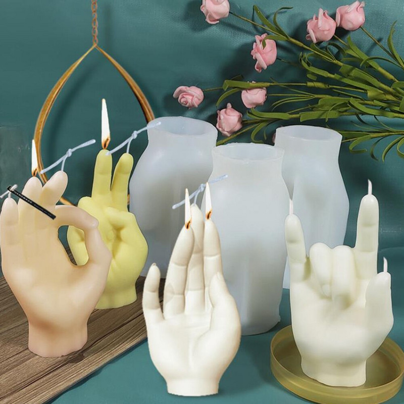 Καλούπια σιλικόνης Gesture Candle Mold Finger Candle Mold Creative Gesture Άρωμα Κερί Κερί Καλούπι Σαπούνι Μούχλα Δώρα για τούρτα Δώρα