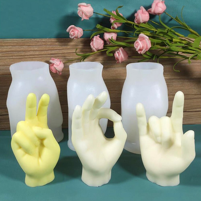 Καλούπια σιλικόνης Gesture Candle Mold Finger Candle Mold Creative Gesture Άρωμα Κερί Κερί Καλούπι Σαπούνι Μούχλα Δώρα για τούρτα Δώρα