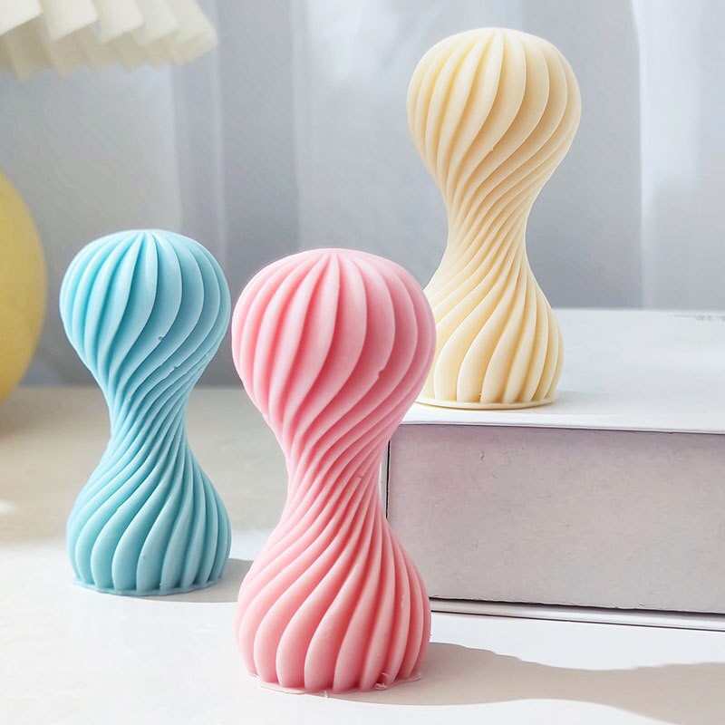 τρισδιάστατο στριφογυριστό στριφογυριστό στριφτό κερί Καλούπια σιλικόνης κυματιστό στριφογυριστή κολόνα σπειροειδή καλούπι σιλικόνης Γεωμετρική αφηρημένη κυματιστή φόρμα κεριών