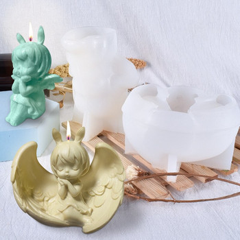3D Angel Baby Candle Kalup Направи си сам ръчно изработена гипсова смола за производство на сапун Силиконови форми за фондан Инструменти за декориране на торти Форма за печене